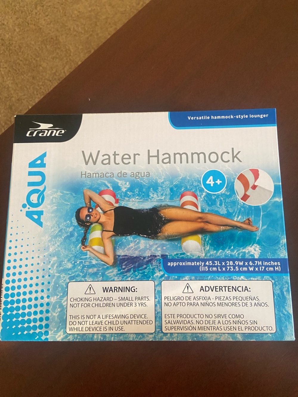 Crane Water Hammock - Aqua & White Inflatable Lounger